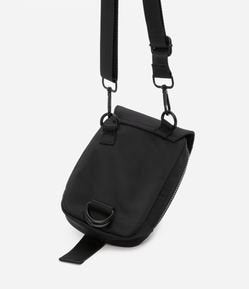 Bolsa Mini Bag com Bolso de Zíper e Fivela Tática Preto