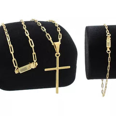 Cordão Banhada A Ouro 18k 70 Cm + Pulseira E Pingente